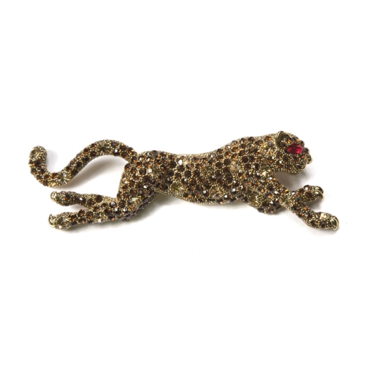 Leopard Brooch - Smoked Topaz